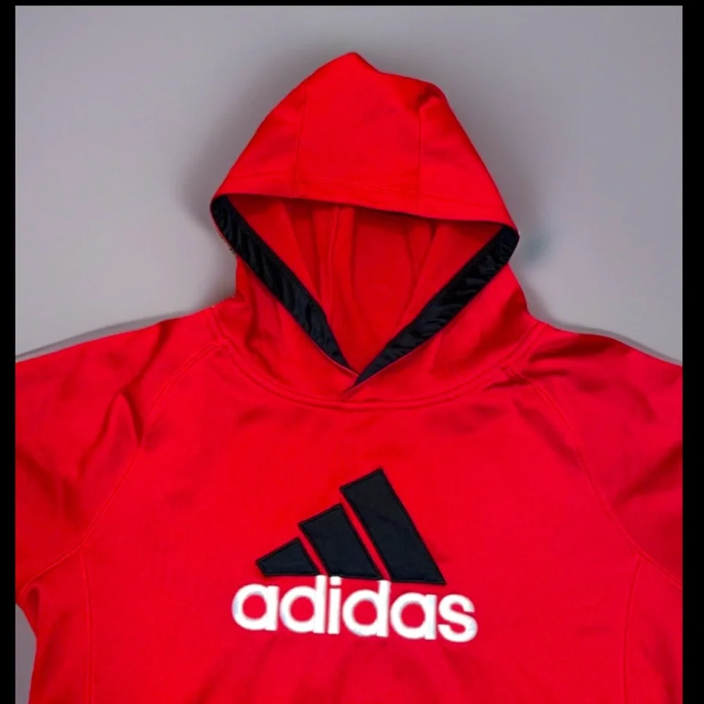 Vintage Adidas Climawarm Blk Lined Hooded Sweatshirt/Jacket W/Kangaroo Pocket